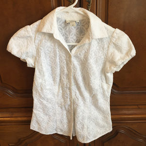 Ann Taylor Short Sleeve White Top